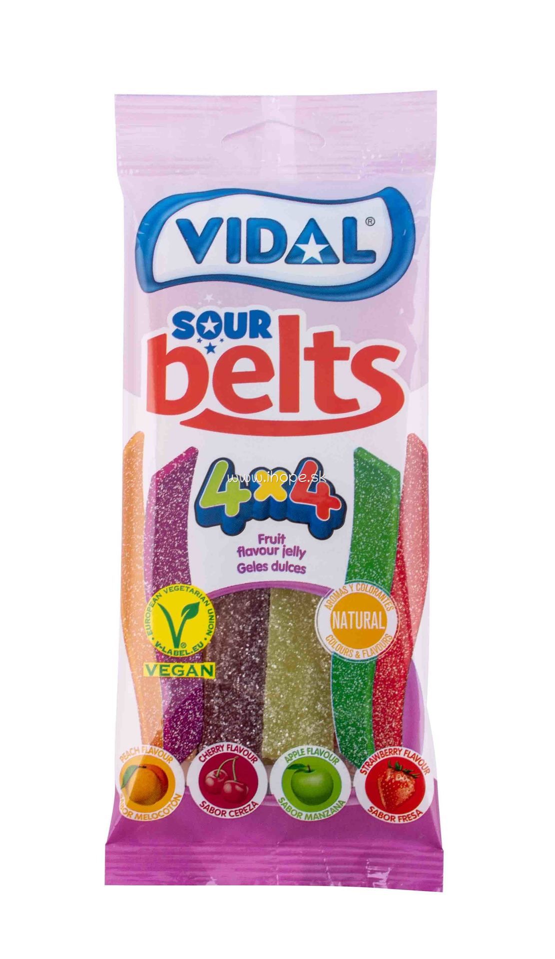 ihope.sk Vegánske cukrovinky Vidal Sour Belts 4x4 90g