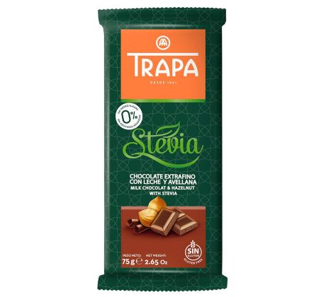 Trapa 75g Stevia Milk Chocolate & Hazelnut