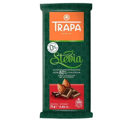Trapa 75g Stevia Dark Chocolate 80%