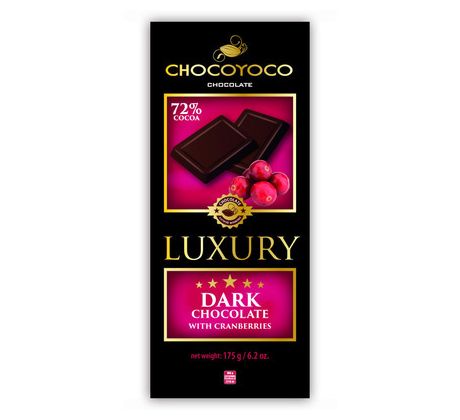 Luxury 175g Dark Chocolate 72% Cranberries