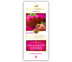 Luxury 175g Milk Chocolate 32% Almonds and Raspberry
