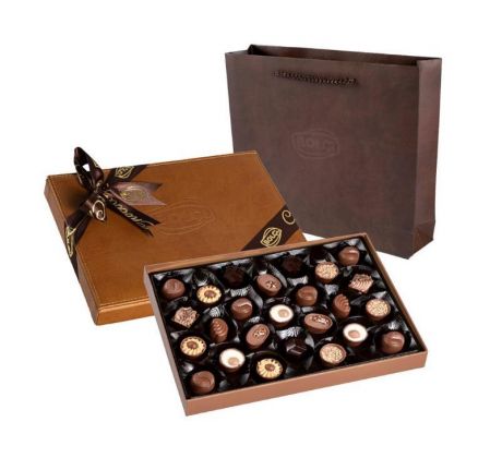 Bolci Kožená bonboniéra 285g svetlohnedá